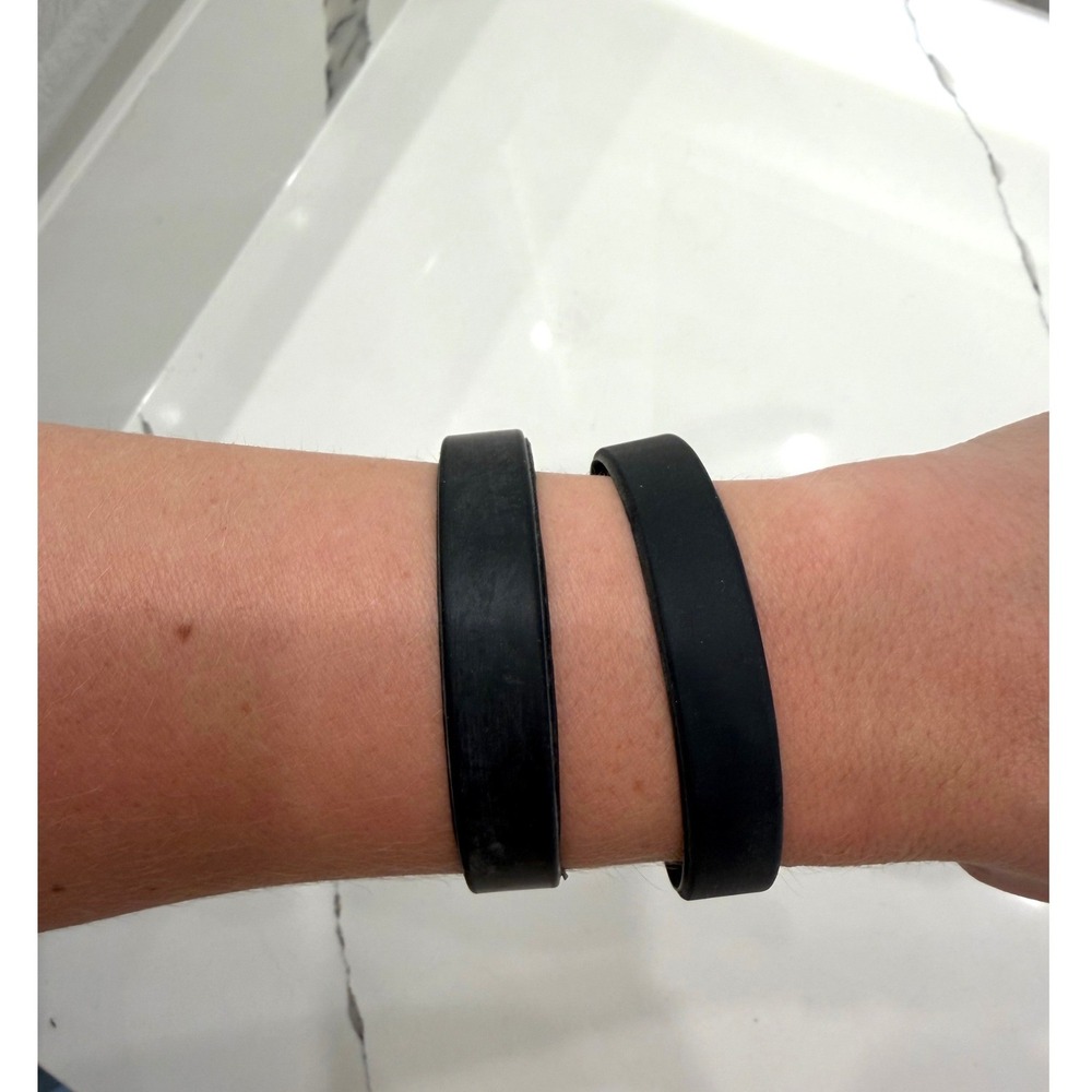 FREE w/ PURCHASE - Nike Silicone Wristbands Set of 2 Black Swoosh Bracelets - Picture 2 of 2